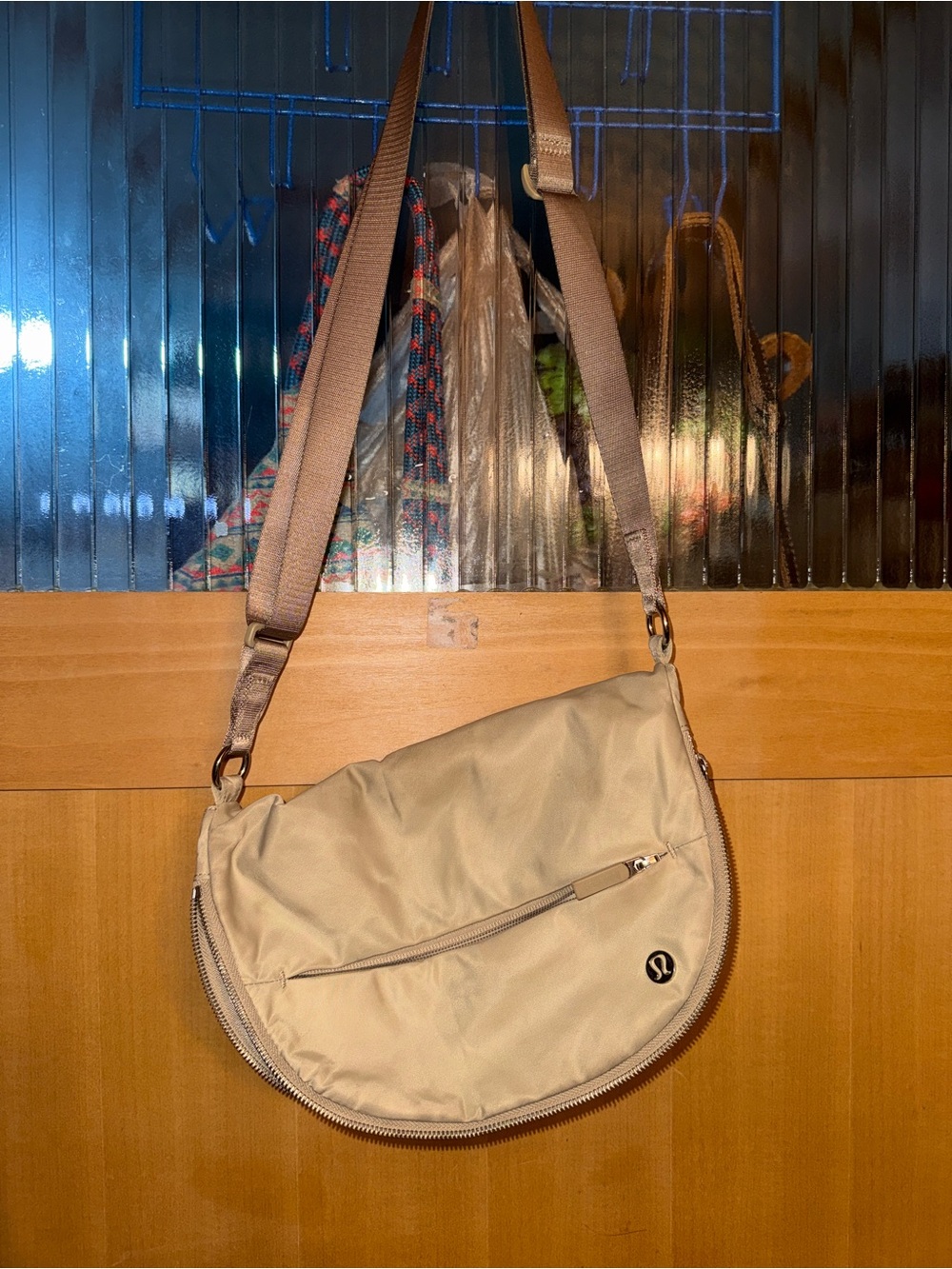 Lululemon All Night Festival Bag Purse Tote Beige Zip Lulu Lemon